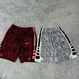 2-Two Nike Elite red gray camouflage camo style basketball shorts L youth kids